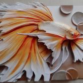 Готовая работа в технике Папертоль "Золотая рыбка", р.29*18