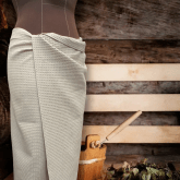 Килт для бани: ширина 145, длина 65, по талии, карман с левой стороны, запАх (липучка 25 см), фактурная, мягкая, приятная на ощупь ткань; состав ткани : лен 51%/хлопок 49%, 330 гр. 