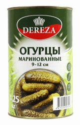 Огурцы маринованные целые 9-12 см, ТМ ДЕРЕЗА, 4250 гр