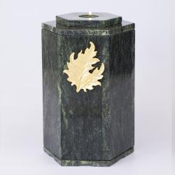 Урна для праха змеевик «Шестигранник» с декором