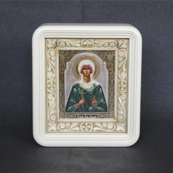 13х16 Резьба+патина,береза белая эмаль