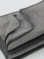 ПОЛОТЕНЦЕ С ОКАНТОВКОЙ из  микрофибры 210 г/м²  плюш - рифлёная Размер 35х70 цвет светло-серый