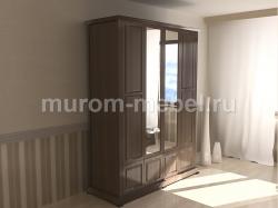 Шкаф четырехстворчатый с нижней антресолью с зеркалом из серии "Кардинал"