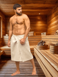 Банный килт: ширина 145, длина 65, на талии резинка, карман с левой стороны, запАх (липучка 25 см) 