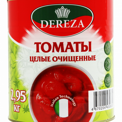 Томаты целые очищенные в собственном соку, ТМ ДЕРЕЗА, 2950 гр