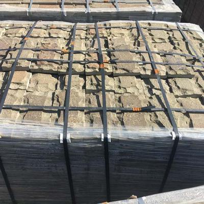 Серо-зеленый камень пиленый со сколом плитка