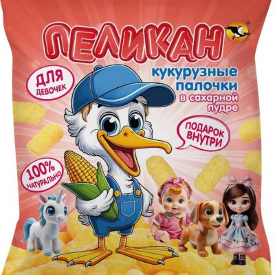 Кукурузные палочки "Пеликан" с подарком для девочек 50 гр.